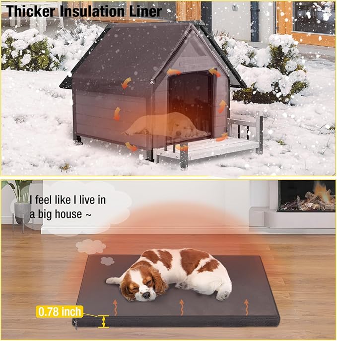 Aivituvin Dog House Outdoor With Metal Frame, Insulated Dog Kennel Outside for Small To Medium Breed, 45" Weatherproof Large Dog Shelter with Anti-Chewing Iron Frame, White (45" D x 32.9" W x 32.6" H)-PurrikoPets