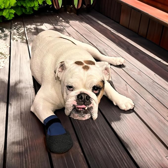 Double Dipped Thick Textured Waterproof Cotton Dog Socks | PawFlex Comfy Pawz Soft Indoor/Outdoor Pet Booties | Non-Slip Silicone Grip at Inner Wrist for No Twisting or Sliding Off| Adjustable Strap-PurrikoPets