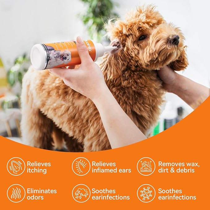 Ear Cleaner for Dog & Cats, Dog Ear Drop and Infection Treatment, Dog Ear Cleaning Solution- Cleaning,Soothing, and Deodorizing Itchy Ears - 8oz-PurrikoPets