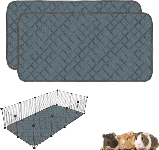 2 Pack Washable Guinea Pig Cage Liners for C&C 2x4 Habitat Guinea Pig Bedding Super Absorbent | Waterproof | Non Slip| Reusable Guinea Pig Pee Pads for Small Animals Cages - 57.1" x 27.6"-PurrikoPets
