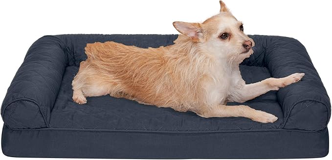 Furhaven Orthopedic Dog Bed for Medium/Small Dogs w/ Removable Bolsters & Washable Cover, For Dogs Up to 35 lbs - Quilted Sofa - Iron Gray, Medium-PurrikoPets
