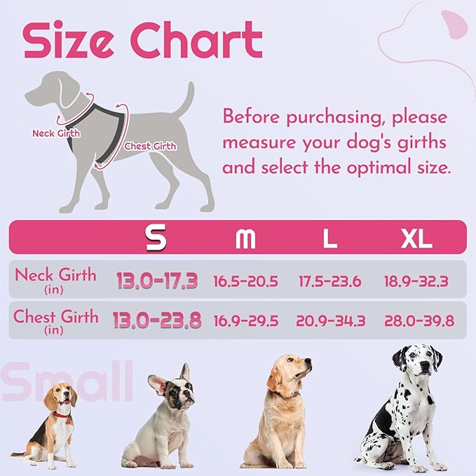 Eagloo Dog Harness Small Sized, Easy Wearing with 3 Buckles, Adjustable No Pull Pet Harness with 2 Rings for Walking, No Chock Reflective Soft Padded Vest with Control Handle, Pink & Black, S-PurrikoPets