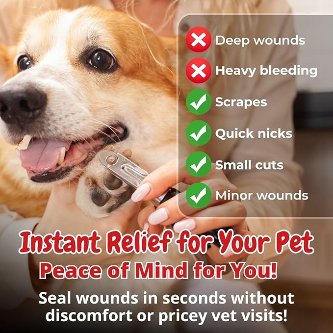 Dog Wound Care Gel – Styptic Powder Alternative for Dogs & Cats | Quick Stop Bleeding for Cuts, Nails & Scrapes | Liquid Bandage First Aid for Pets and Animals | Seal It® 15ml | Made in USA-PurrikoPets