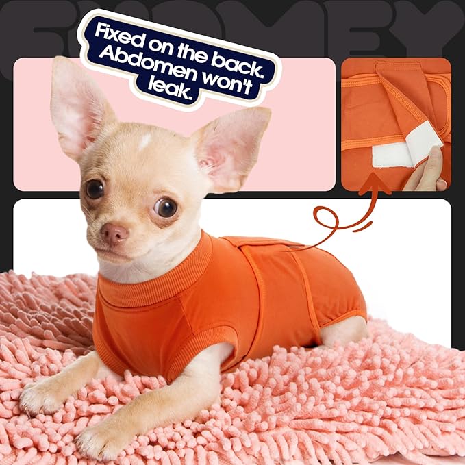 FUAMEY Dog Recovery Suit Male,Dogs Surgery Neuter Suits Puppy Spay Shirts for Female Protect Dog's Skin Anti Licking Abdominal Wounds Doggie Onesie Pet Bodysuit Alternative to Cone Orange L-PurrikoPets
