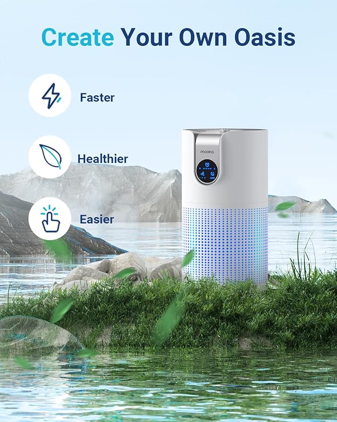 Air Purifiers for Home Large Room Up to 1500ft² with Aromatherapy, MOOKA HEPA Air Purifier for Bedroom Pets Kitchen, Air Filter Cleaner for Wildfire Smoke Pollen Dust Dander Odor, 15dB, M03-PurrikoPets