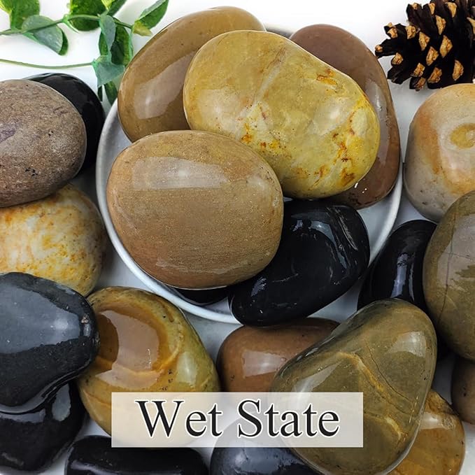 40lbs Natural River Rocks, 3"-4" Premium Pebbles for Garden and Landscape Design, Hand-Picked Smooth Stones for Fish Tank, Flower Pots, Indoor Water Fountains, Pathways, Backyard-PurrikoPets