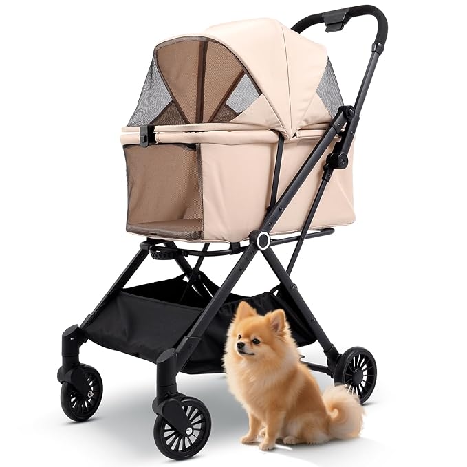 Foldable Dog Stroller - Lightweight Pet Stroller with One-Step Folding, No Assembly Required for Walking, Travel & Shopping, Perfect for Small Dogs, Senior Pets & Cats-PurrikoPets