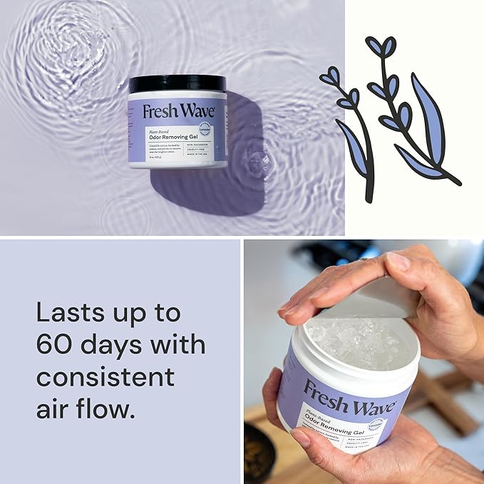 Fresh Wave Lavender Odor Removing Gel, 15 oz. | Odor Absorbers for Home | Safer Odor Relief | Natural Plant-Based Odor Eliminator | Every 15 oz. Lasts 30-60 Days | for Cooking, Trash & Pets-PurrikoPets