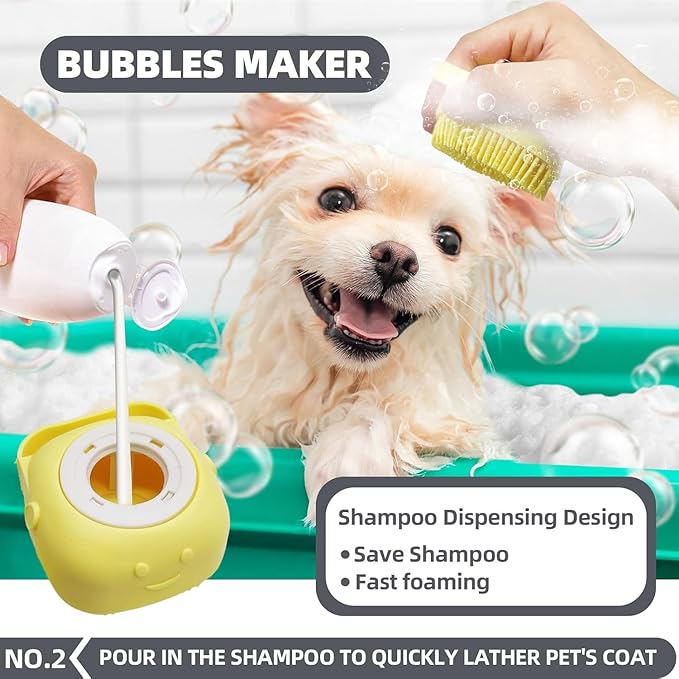 6-in-1 Grey Pet Grooming Kit: Hair Brush, Towel, Washing Gloves, Slicker Brush, and Shampoo Scrubber for Dogs and Cats-PurrikoPets