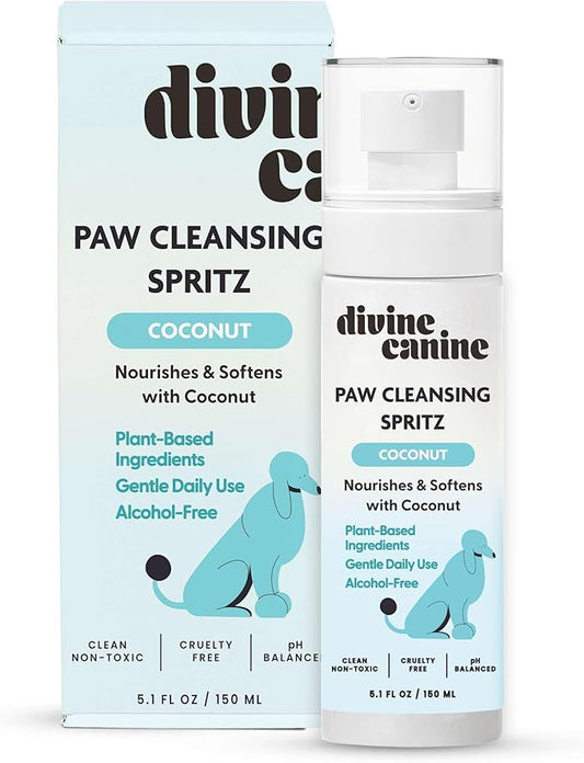 Dog Paw Cleaner - 5.1 Fl Oz of Alcohol Free Paw Cleansing Spray - Made with Coconut, Aloe, Copaiba Oil, and Lemongrass Oil to Nourish and Clean Paws - Made in The USA-PurrikoPets