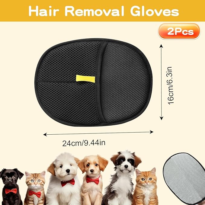 3Pcs Pet Hair Removal Glove for Cats & Dogs, Upgrade Efficient Grooming Gloves for Pet Hair, Cat Grooming Gloves for Hair Removal，Reusable Cat & Dog Hair Remover for Couch, Furniture-PurrikoPets