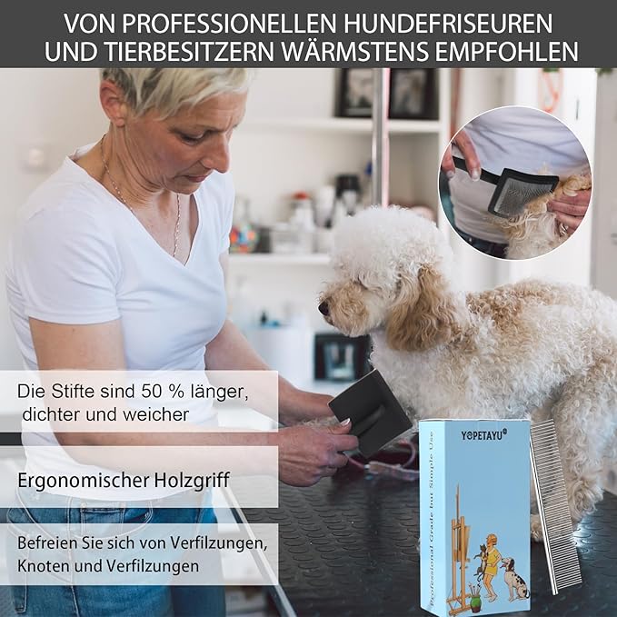 Dog Slicker Brush for Shedding and Grooming Medium or Long Haired Cats, Extra Long & Soft Pin Slicker Brush for Removes Loose Hair, Tangles, Knots, Undercoat, Free Pet Comb, Large Black-PurrikoPets