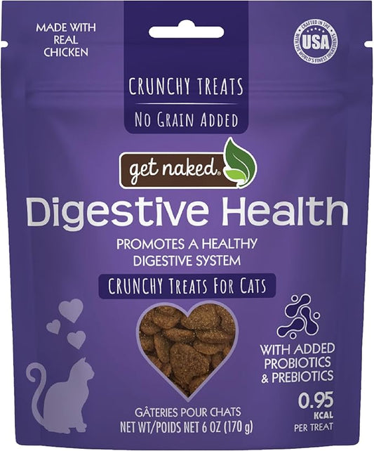 Get Naked Digestive Health Crunchy Cat Treats 6oz - Chicken Flavor, Grain-Free Cat Probiotics for Indoor Cats, Supports Healthy Digestion, Dental Health & Immunity, Made in The USA-PurrikoPets