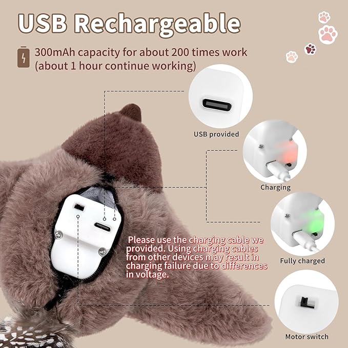 2 PCS Cat Toys, Flapping Bird Cat Toy(No Flying), Interactive Catnip Toy with Catnip Bags, Chirping Noise Moving Wings Dog Cat Kitten Toys, Flappy Flying Pets Toy for Indoor(Brown&Gray Sparrow)-PurrikoPets