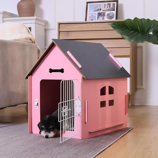 Dog House Indoor for Small Dogs or Cats, Cozy Wooden Design, Small Indoor Bed House, with Air Vents and Elevated Floor Warm Dog Cave-PurrikoPets