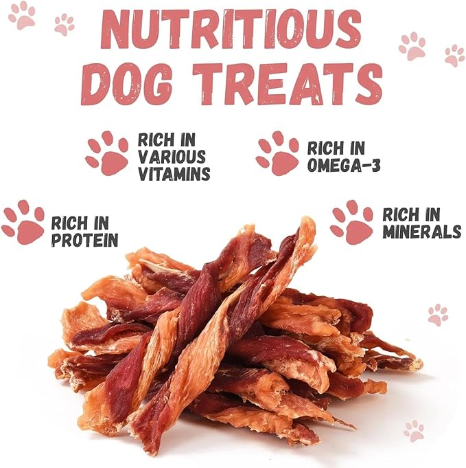 Dog Jerky Treats Triple Flavor Chicken Duck Wrapped Cod Twisted Sticks 5'', Rawhide Free Grain Free Dog Training Snacks Chews for Small Medium Large Dogs, 10.6 oz-PurrikoPets
