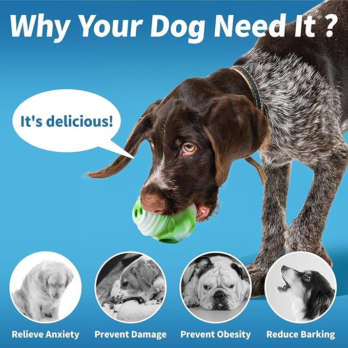 Dog Toy, Frozen Treat Toys, Treat Dispensing Chew Toy for Small Medium Large Dogs, Long-Lasting Interactive to Keep Pup Distracted & Reduces Anxiety, Freezable Fillable Dog Puzzle Toys - Green-PurrikoPets