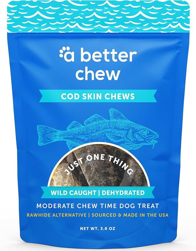 A Better CHEW – Wild Caught Cod Skin Dog Treats | Sourced and Made in The USA, Single Ingredient, Dehydrated | Natural, Healthy Alternative to Rawhides + Bully Sticks, Long Lasting Chew-PurrikoPets