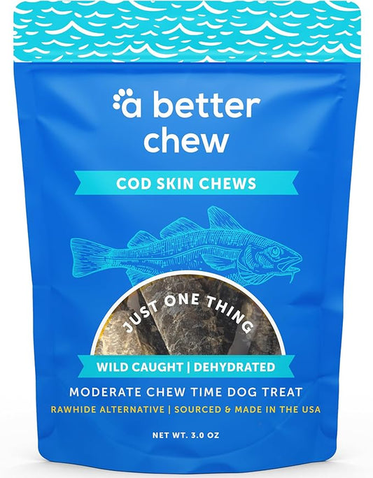 A Better CHEW – Wild Caught Cod Skin Dog Treats | Sourced and Made in The USA, Single Ingredient, Dehydrated | Natural, Healthy Alternative to Rawhides + Bully Sticks, Long Lasting Chew-PurrikoPets