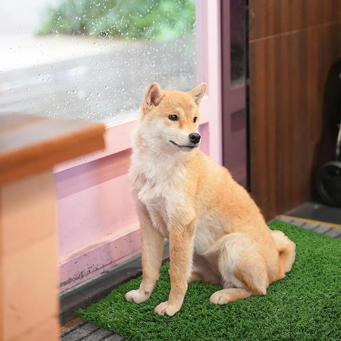 Dog Grass Mat, Synthetic Turf for Indoor/Outdoor Puppy Potty Training Durable, Drainable & Easy-Clean Pet Bathroom Mat for Small to Large Dogs Grass Only (34.6"x22.5")-PurrikoPets