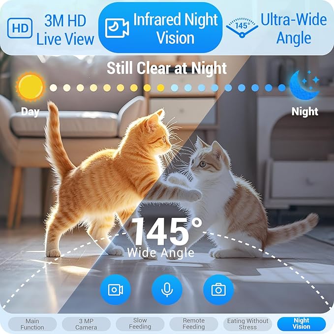 5G WiFi Automatic Cat Feeder with Two HD Camera: 7L Automatic Dog Feeder with Night Vision, Auto Cat Food Dispenser for Multiple Pet, Detachable for Easy Cleaning - 29 Cup-PurrikoPets