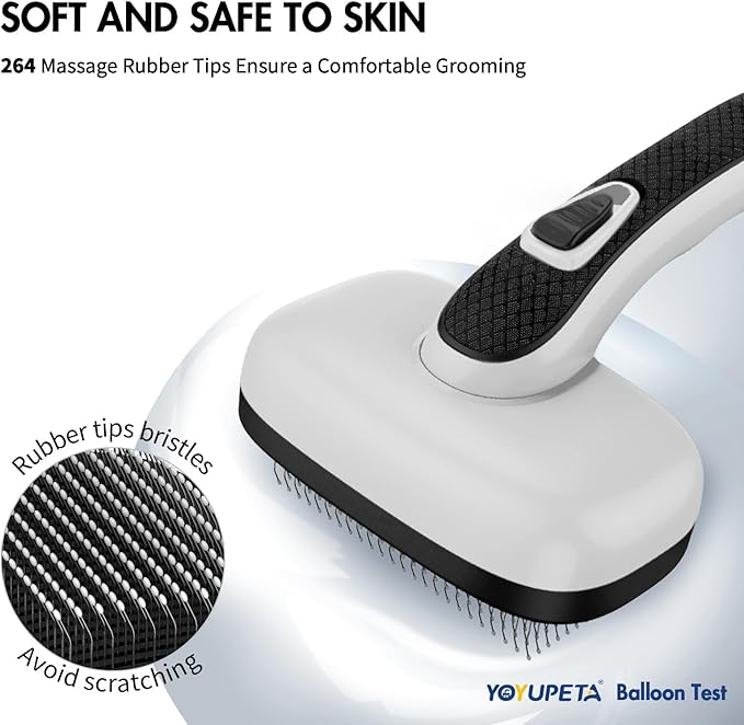 Dog Self Cleaning Slicker Brush for Shedding, Ideal for Short Long Haired Dogs, Including Cat. Removes Loose Fur, Undercoat, Mats, Tangled Hair. Suit for Large Medium Small Animal, Gray-PurrikoPets