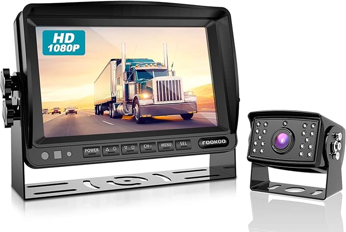 FOOKOO Ⅱ HD Backup Camera System Kit,7" 1080P Reversing Monitor+IP69 Waterproof Rear View Camera,Sharp CCD Chip, 100% Not Wash Up,Truck/Semi-Trailer/Box Truck/RV (FHD1-Wired)-PurrikoPets