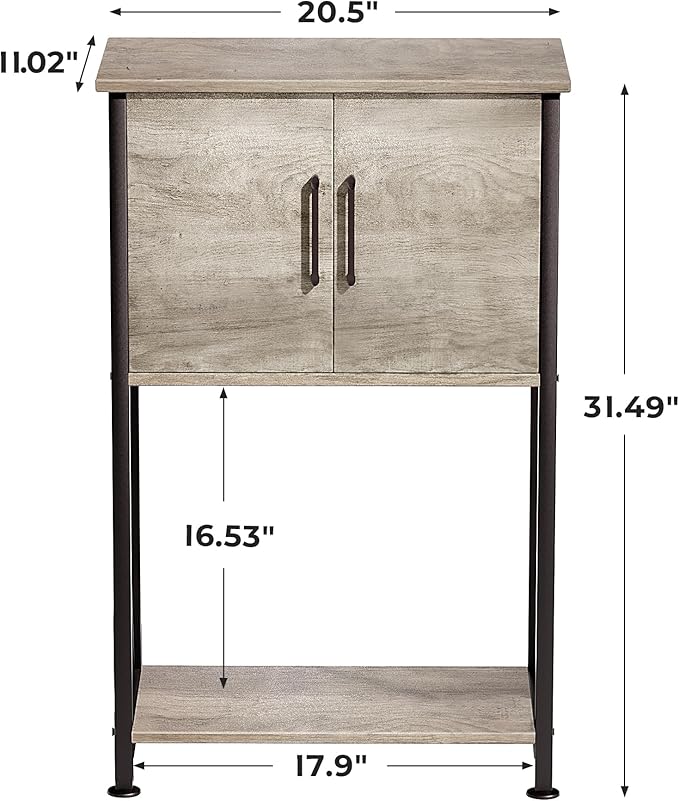 5-10 Gallon Fish Tank Stand, Metal Double Aquarium Stand with Cabinet for Fish Tank Accessories Storage, Heavy Duty 20.5" L* 11.02" W Tabletop, 500LBS Capacity Grey PG06YGZ-PurrikoPets