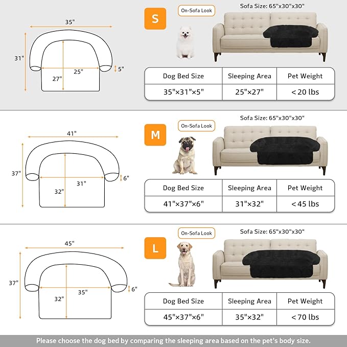 GGIB Calming Dog Bed Fluffy Plush Dog Mat for Furniture Protector with Removable Washable Cover for Large Medium Small Dogs and Cats (Small,Black)-PurrikoPets