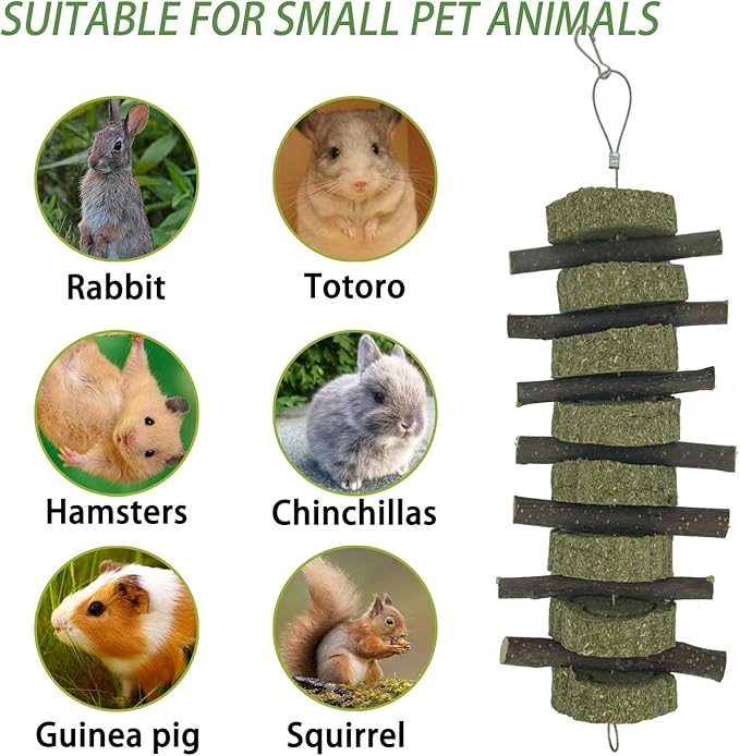 Generic Rabbit Bunny Treat Hamster Chew Toys Grass Cakes Heart Shaped Chew Toys Pets Treats for Bunny Rabbits Hamster Chinchilla Guinea Pigs 2Pcs-PurrikoPets