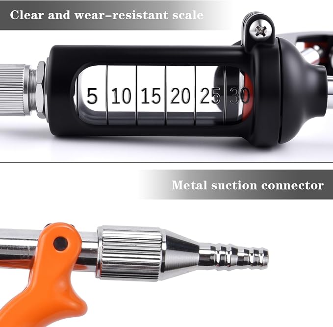 30ML Veterinary Metal Feeding Gun, Continuous Drench Gun Dosing Device Veterinary Adjustable Medicine Dispenser Husbandry Autonomous Feeding Tool, Pig Cattle, Sheep, Horse for Drench Gun-PurrikoPets