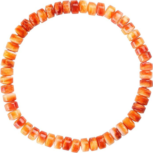 Puka Shell Bracelet Boho Adjustable Orange Beaded Surfer Anklet Handmade Natural Shell Jewelry Unisex Men Women Everyday Versatile Hawaiian Style