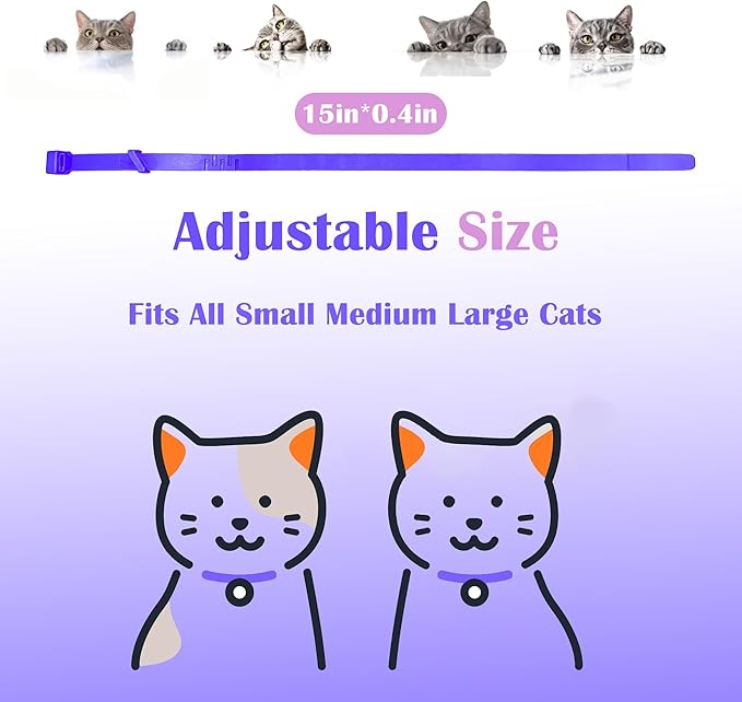 4 Pack Calming Collar for Cats - Long-Lasting Anxiety and Stress Relief, Relaxing Cat Collar,Adjustable Pheromones Collar for Cats，Natural Soothing 60 Days of Continuous Calming Move-PurrikoPets