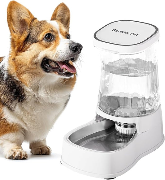 Gardner Pet Automatic Dog Water Dispenser Gravity Stainless Steel Water Waterer Feeder, 100% BPA-Free Large Capacity Water Feeding Bowls for Medium & Large-Sized Dogs Cats Other Pets -(1 Gallon)-PurrikoPets