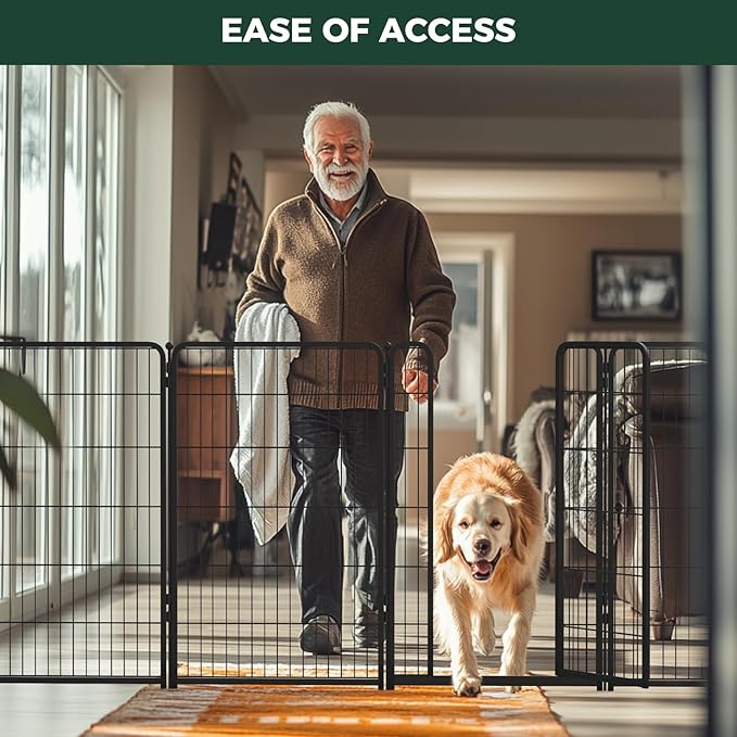 FXW Homeplus Unleashed Indoor Dog Playpen - Stress-Free and Safe Play, Heavy Duty 45 Inch 8 Wire Panels Dog Pen for Large Dogs, Black│Patented-PurrikoPets