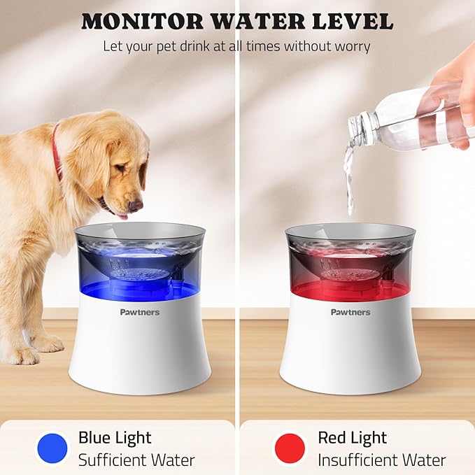 Dog Water Fountain with Vortex Filtration Design, 3.5L/123oz Elevated Dog Water Bowl for Large Medium Dogs & Cats, Automatic No Spill Water Dispenser with Deep Drinking Area and Ultra-Quiet Pump-PurrikoPets