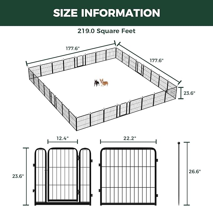 FXW Rollick Unleashed Dog Playpen for Indoor, Yard, RV Camping, 24 inch 32 Panels for Small and Puppy Dogs, Black│Patented-PurrikoPets