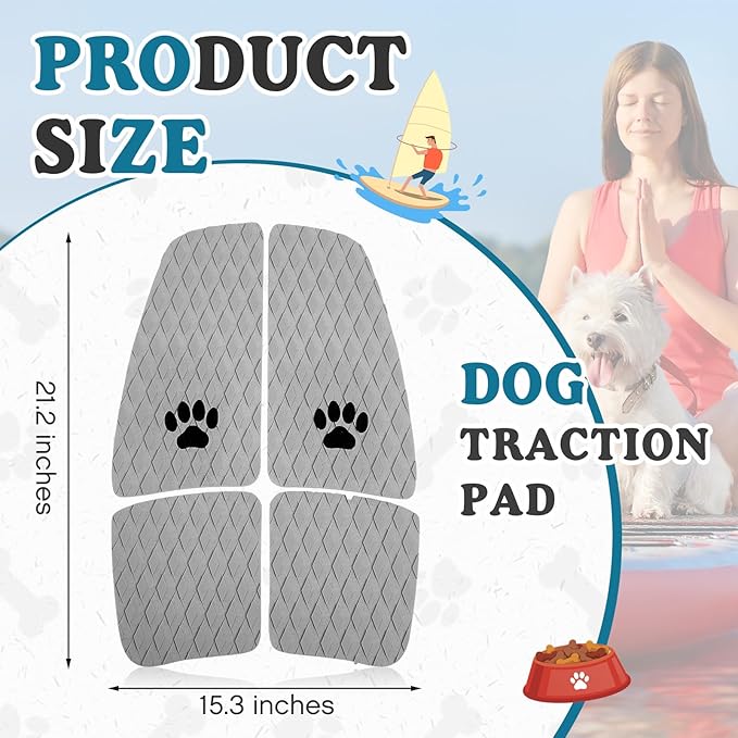 Dog Traction Pad Dog Paddle Board Kayak Accessories 21.2 x 15.3 Inch Non Slip Deck Grip Mat Surfboard Traction Good Grip EVA Foams for SUP Skimboard Paddleboard Surfboard-PurrikoPets