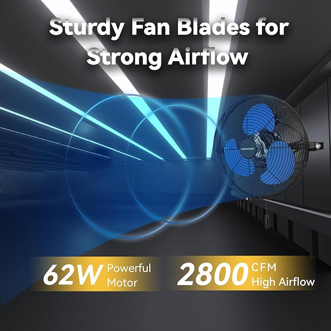 12 Inch Wall Fan Pro Series - Indoor High Velocity Wall Mount Fan for Commercial, Residential, Warehouse, Covered Patio, Shop, Garage, Barn, Gazebo 3 Speed 2800 CFM UL Safety Listed-PurrikoPets