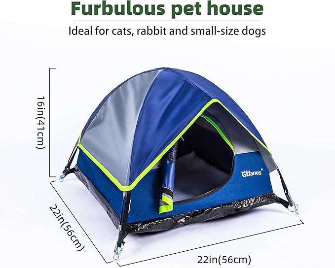GDanes Blue Cat Tent, Large Cave Bed for Indoor Cats and Small Dogs with Soft Pad - 22" x 22" x 16"-PurrikoPets
