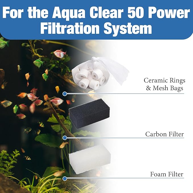 4 Sets of Three-Stage Filtration Maintenance Kit for Fish Tank Filters Replacement for Aquaclear 50 Power Filter Fish Tank Filter for 20- to 50-Gallon Aquariums-PurrikoPets