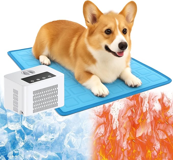 DuDuDog Electronic Self-Cooling and Heating Pet Mat for Dogs and Cats, Quiet Semiconductor Technology with Timed Water Circulation, 15.75 x 23.62 Inches-PurrikoPets