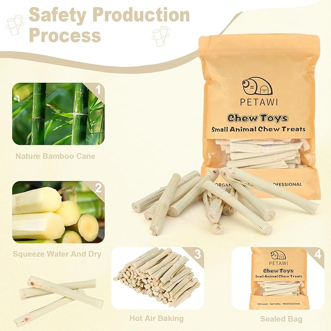 900g Sweet Bamboo Chew Sticks for Rabbits, Chinchilla Rabbit Toys Guinea Pig Chews Sticks, Natural Rabbit Bunny Molar Treats Snacks Toys for Chinchilla, Guinea Pig, Hamster Small Animals-PurrikoPets