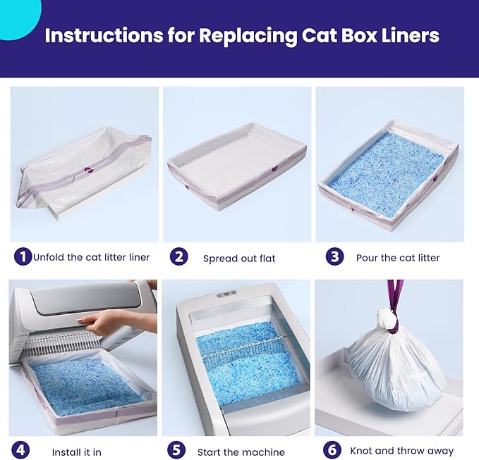 24 Count Litter Box Liners, Waste Bags Compatible with Pet-safe ScoopFree Self-Cleaning Litter Box Tray Refills, Drawstring Litter Bags for Reusable Tray, Pre-Separated (38"L x 14.5"W x 7.8"H)-PurrikoPets