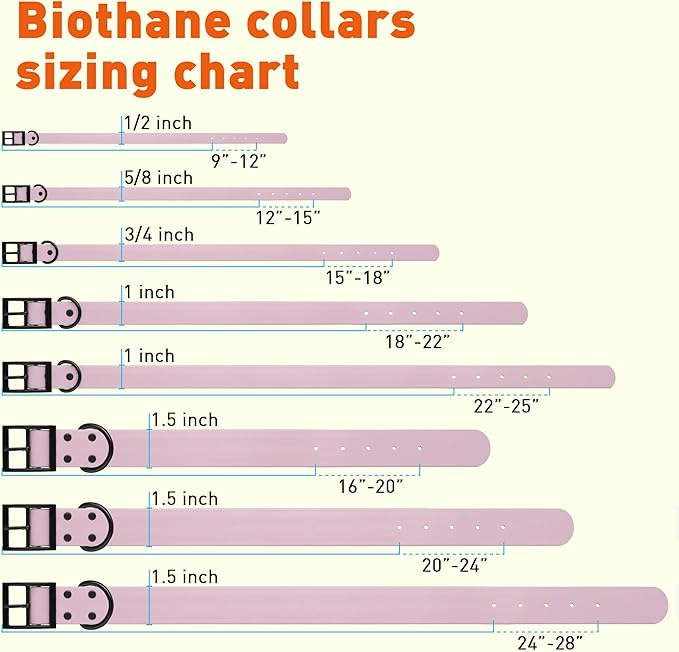 Dogline Biothane Waterproof Dog Collar Strong Coated Nylon Webbing with Black Hardware Odor- Proof for Easy Care Easy to Clean High Performance Fits Small Medium or Large Dogs, Pastel Purple-PurrikoPets