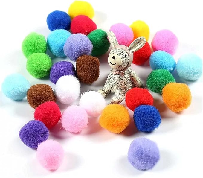 30Pcs 1.3 Inch Cat Toy Balls Soft Kitten Pompom Toys Indoor Cats Interactive Playing Quiet Ball Cats Favorite Toy, Cat Pom Pom Balls for Craft DIY Creative Crafts Decorations (Assorted Color)-PurrikoPets