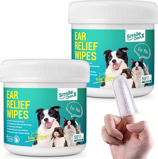 Dog Ear Cleaner Wipes - Dog Ear Infection Treatment Fast Relief from Ear Itching and Inflammation, Cat Ear Wipes Gently Remove Ear Wax Debris and Smelly (100 Pcs, Unscented)-PurrikoPets
