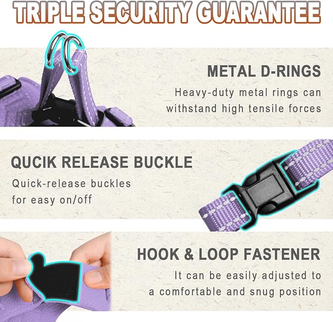 Dog Harness Step in Dog Vest Harness, Reflective Adjustable Puppy No Pull Harness Breathable Soft for Small and Medium Dogs Cats, Violet Purple, S-PurrikoPets