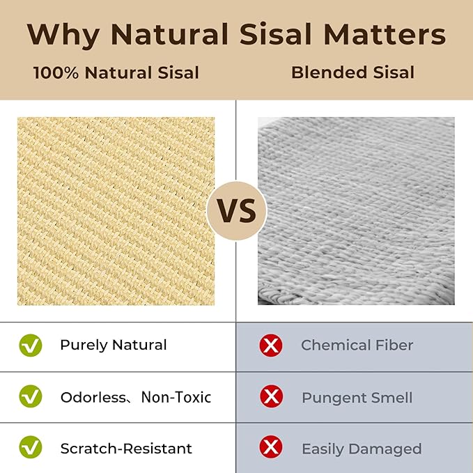 2-in-1 Sisal Cat Scratcher Bed for Indoor Large Cats – Hammock Lounge with Natural Sisal Pad, Wooden Cat Furniture for Scratching and Resting-PurrikoPets