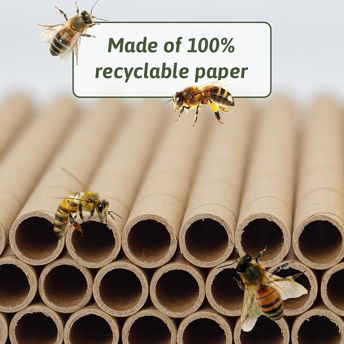 200pcs Cardboard Bee House Nesting Tubes - 6" Long X 5/16" Diameter Tube for Mason Solitary Bees - for Filling Insect Hotels and Bug Houses-PurrikoPets